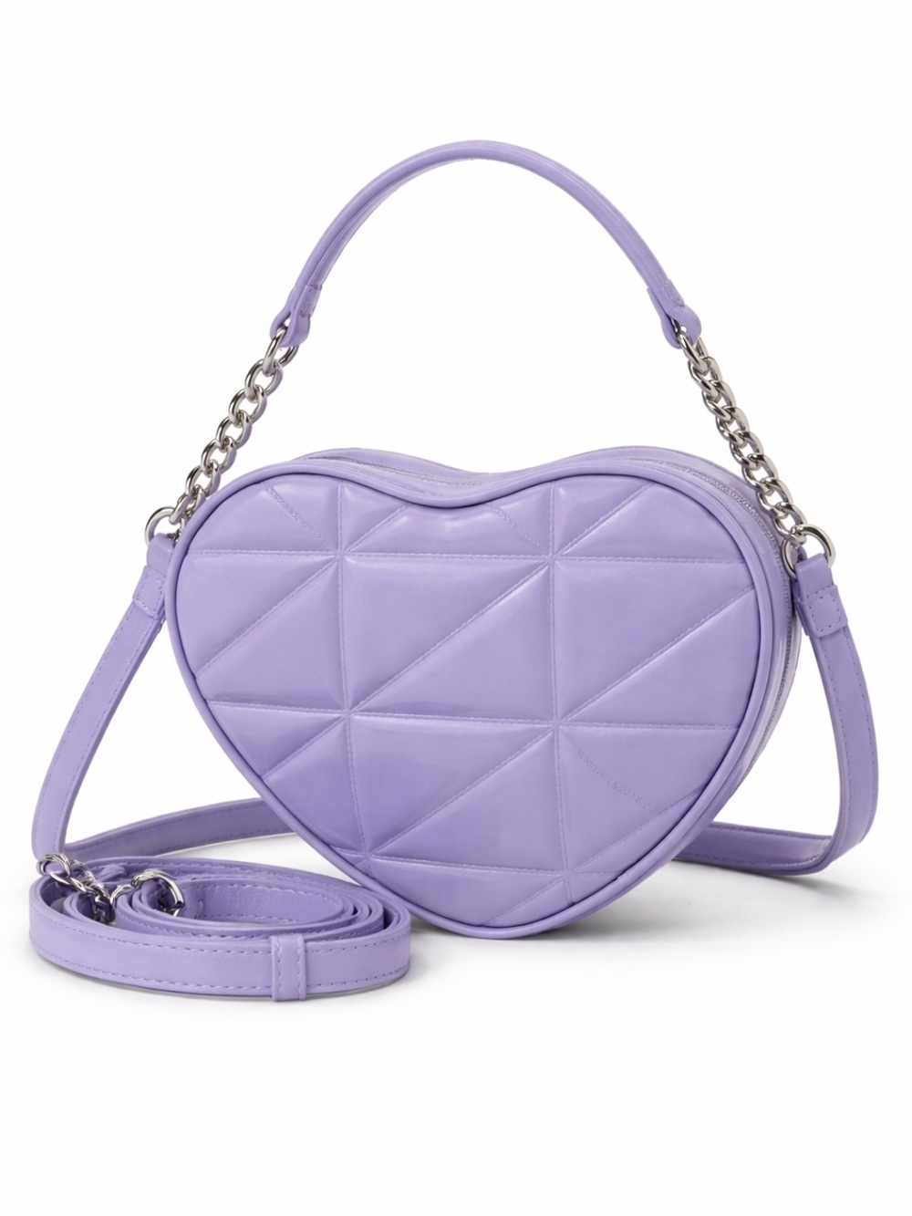 Steve Madden Lavender Quilted Heart Crossbody Bag - Picture 2 of 8